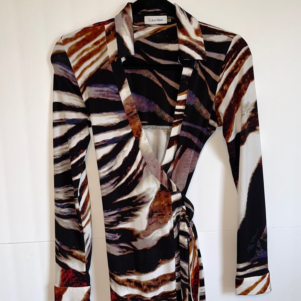 Calvin Klein Multicolor Wrap Dress - Picture 2 of 6